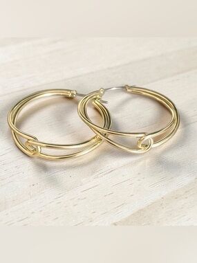 Anthropologie Gold Linked Hoop Earrings
